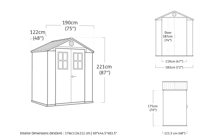 Caseta de exterior Darwin 6x4 ventanas frontales. 190x122x221 y 2,2m2 - Marrón madera